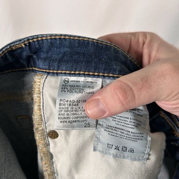 Adriano Goldschmied Jeans Women's 25 Dark Wash Distressed Low Rise Slit Roll Up - Picture 11 of 11